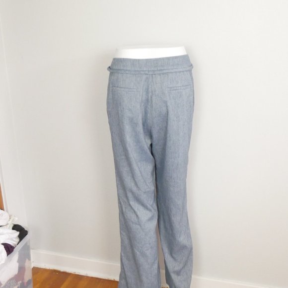 NWT Lattelier Line Drawstring Pant Blue 100% Linen Pants Medium - Picture 8 of 14